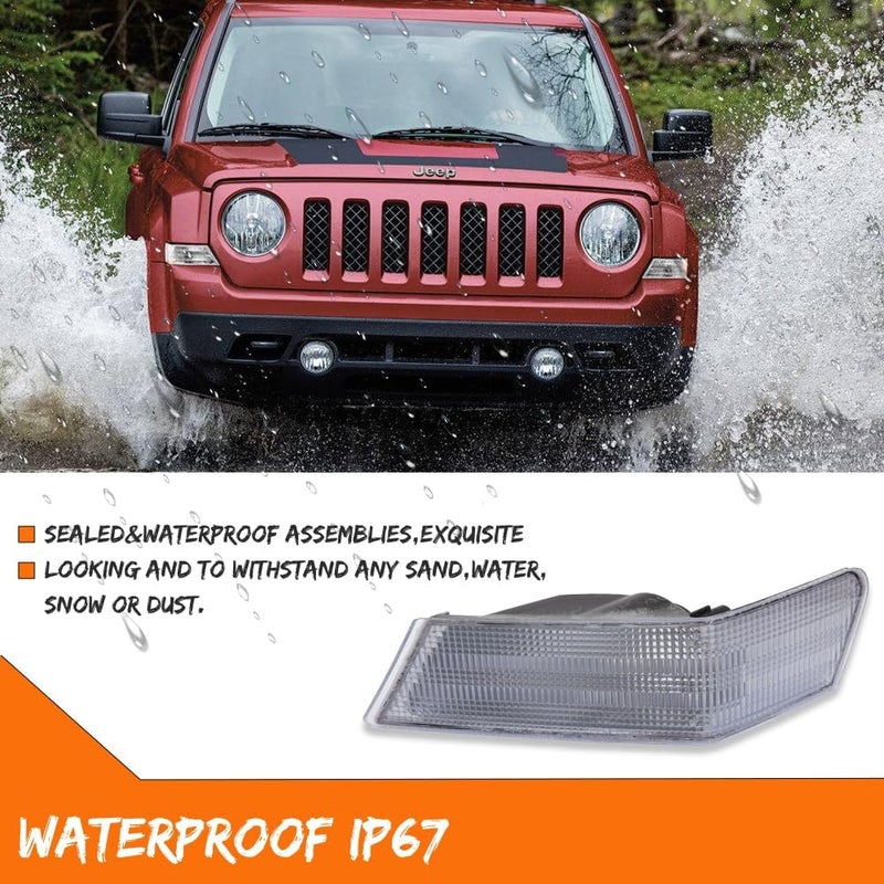 ADIIL Front Parking Light Turn Signal Directional Lamp Kit For 07-17 Jeep Patriot,Clear Lens Driver Left+Passenger Right - Image 5